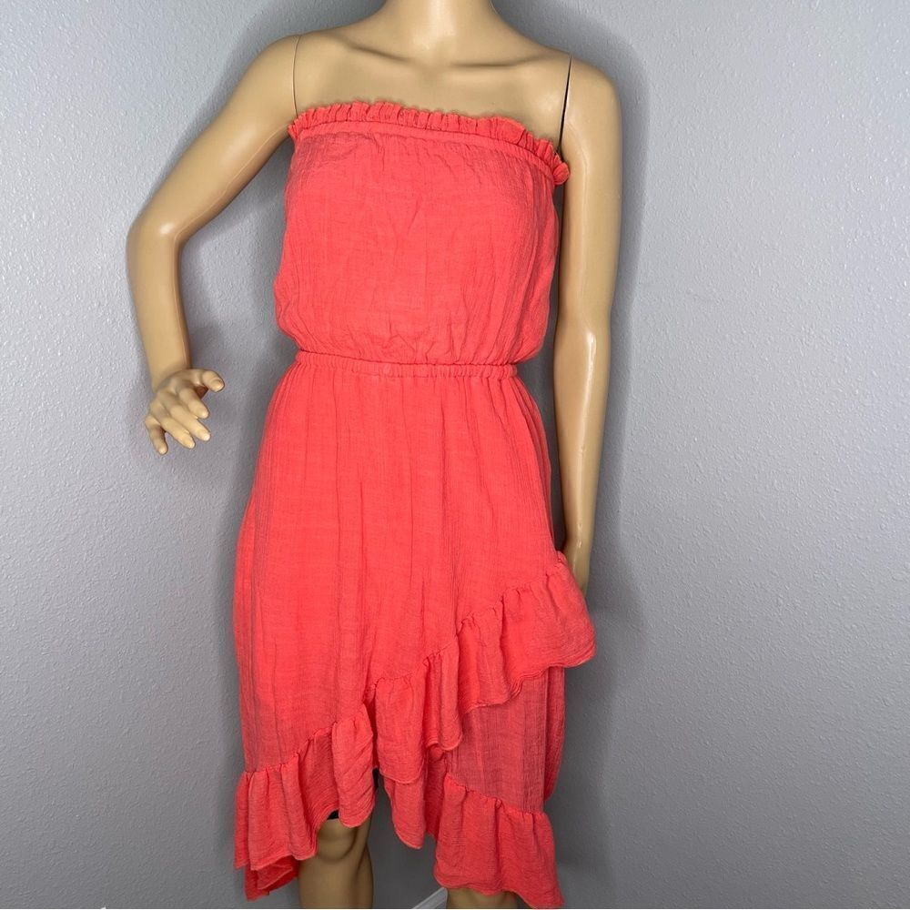 Mod Modele Coral Strapless High Low Ruffled Dress Size Small